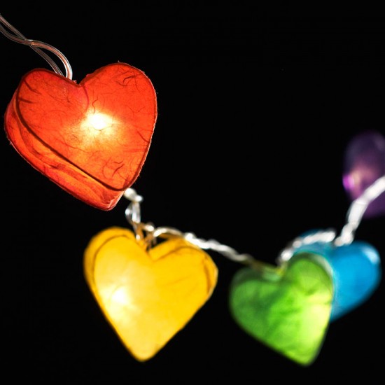 Radiant Hearts - 10 Lamps<br />Rainbow Colours Radiant Hearts - 10 Lamps<br />Rainbow Colours