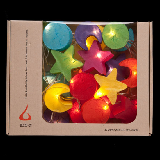 Star, Sun & Moon - 10 Lamps<br />Rainbow Colours Star, Sun & Moon - 10 Lamps<br />Rainbow Colours